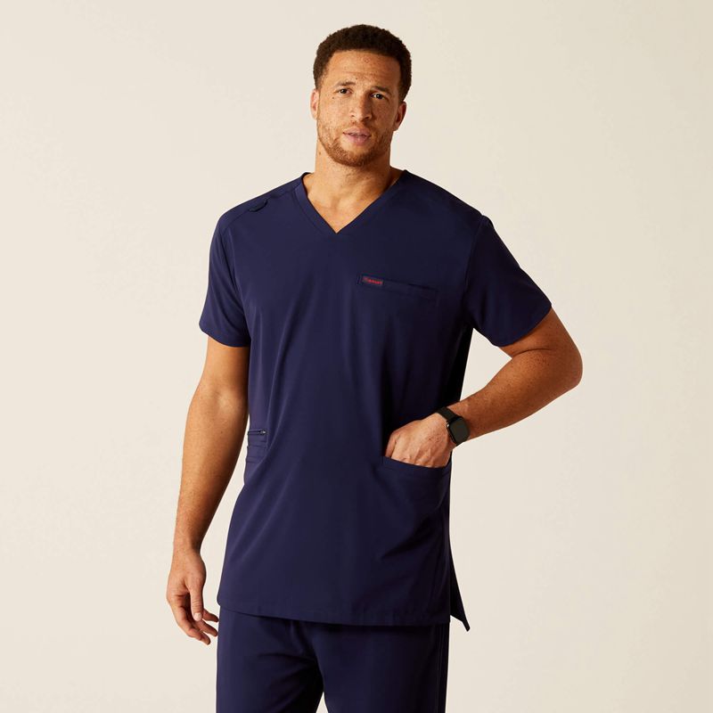 Ariat Derham 6 Pocket Scrub Top Granatowe Polska | TXAMVD-374