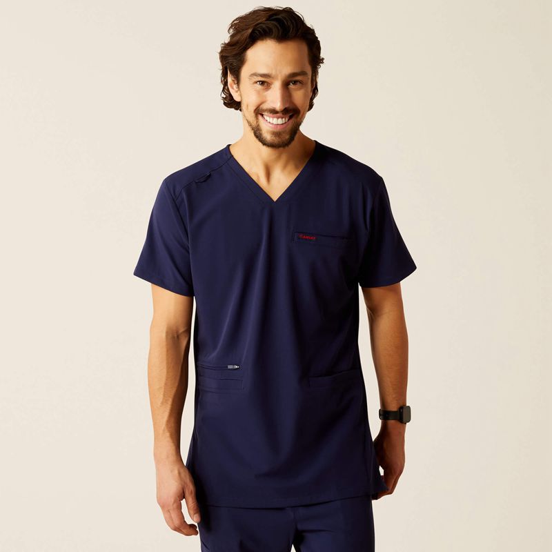 Ariat Derham 6 Pocket Scrub Top Granatowe Polska | TXAMVD-374