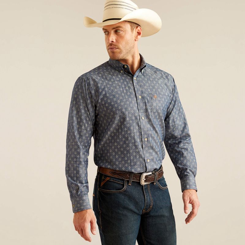 Ariat Dillon Classic Fit Shirt Niebieskie Polska | JNGTCE-139