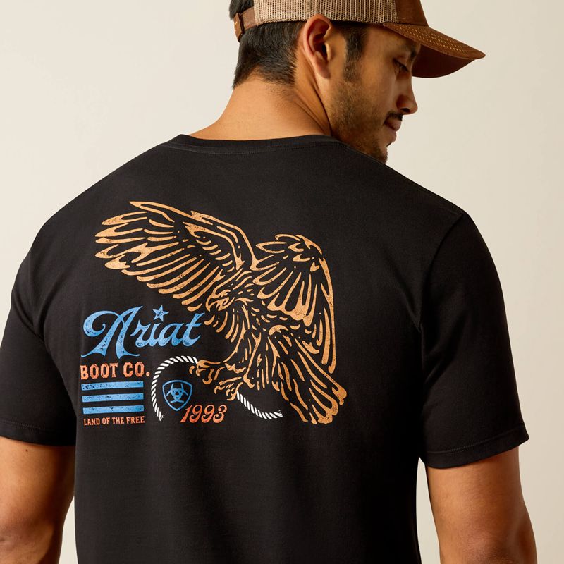 Ariat Eagle Freedom T-Shirt Czarne Polska | ATQLBP-984