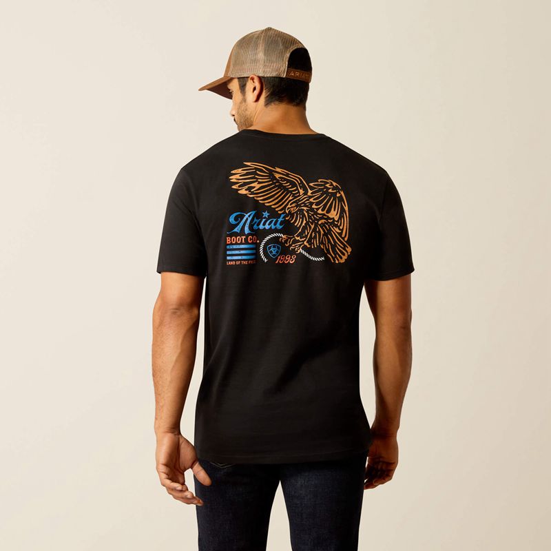 Ariat Eagle Freedom T-Shirt Czarne Polska | ATQLBP-984