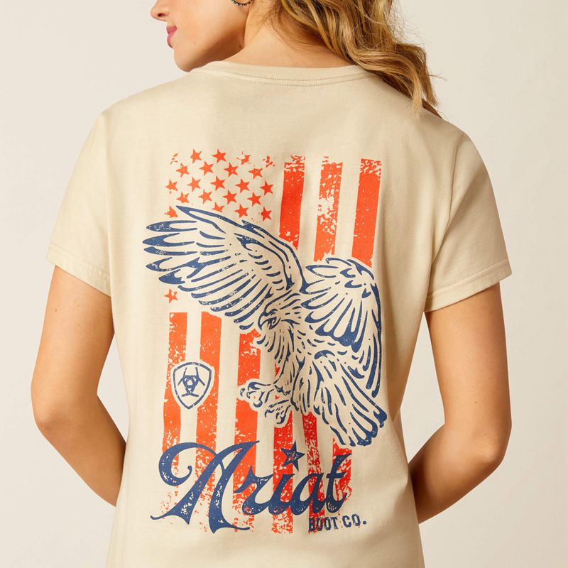 Ariat Eagle Proud T-Shirt Natural Polska | TSUMJP-127