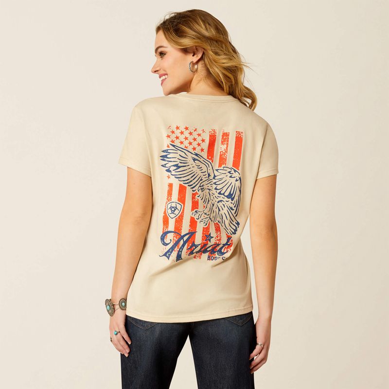 Ariat Eagle Proud T-Shirt Natural Polska | TSUMJP-127