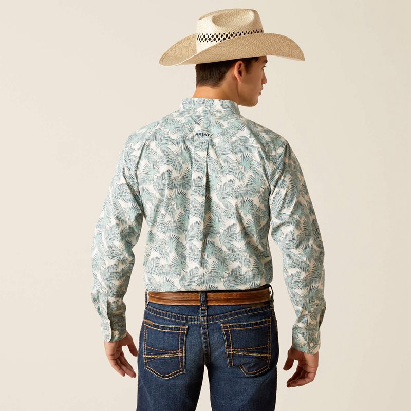 Ariat Eamanuel Fitted Shirt Reef Water Polska | XOGRMJ-264