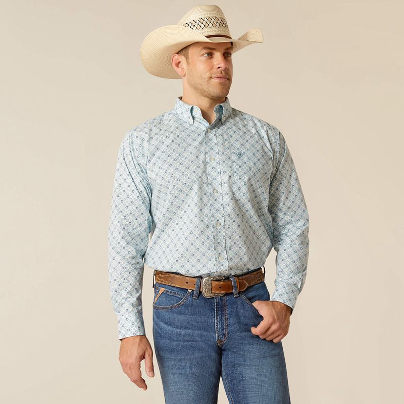 Ariat Eamon Classic Fit Shirt Niebieskie Polska | WKZDTI-651