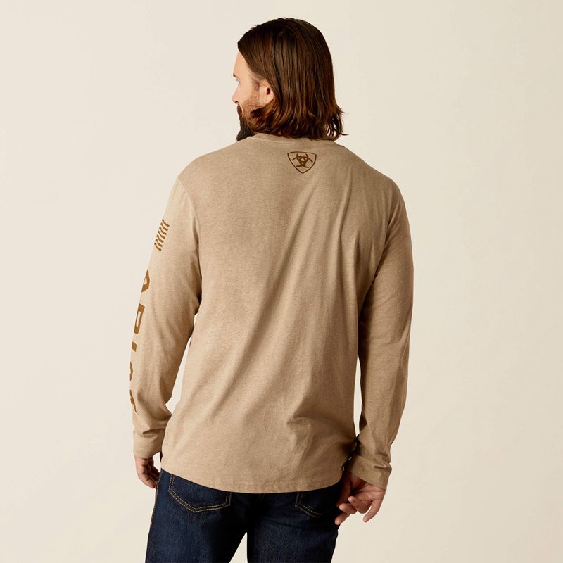 Ariat Elevated V2 T-Shirt Oatmeal Heather Polska | XHDMPY-859