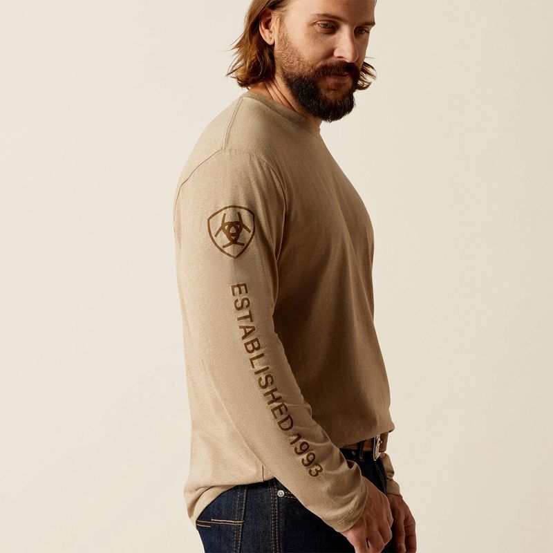 Ariat Elevated V2 T-Shirt Oatmeal Heather Polska | XHDMPY-859