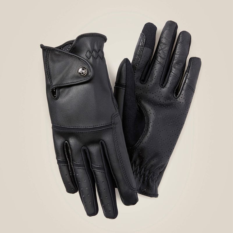 Ariat Elite Grip Glove Czarne Polska | WTGCRB-678