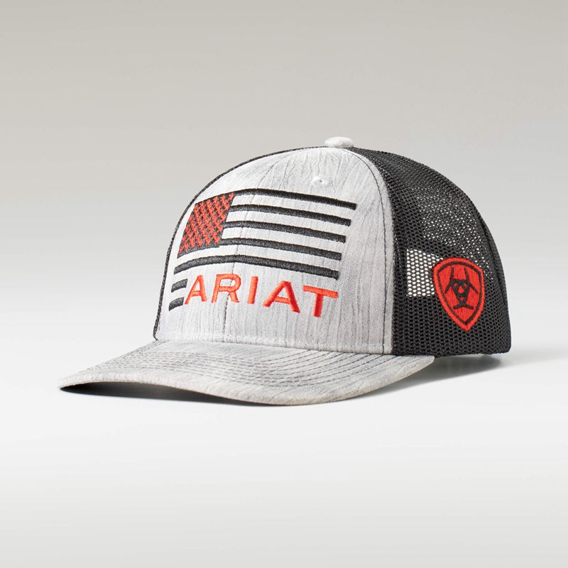 Ariat Embossed Flag Cap Szare Polska | PZMOEV-249