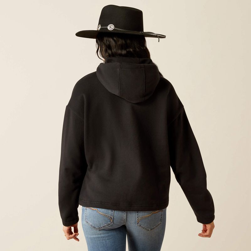 Ariat Essential Hoodie Black/Leopard Polska | NHVYOU-503