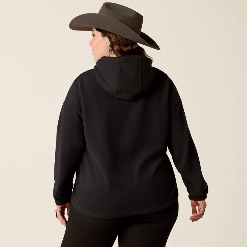 Ariat Essential Hoodie Black/Leopard Polska | NHVYOU-503