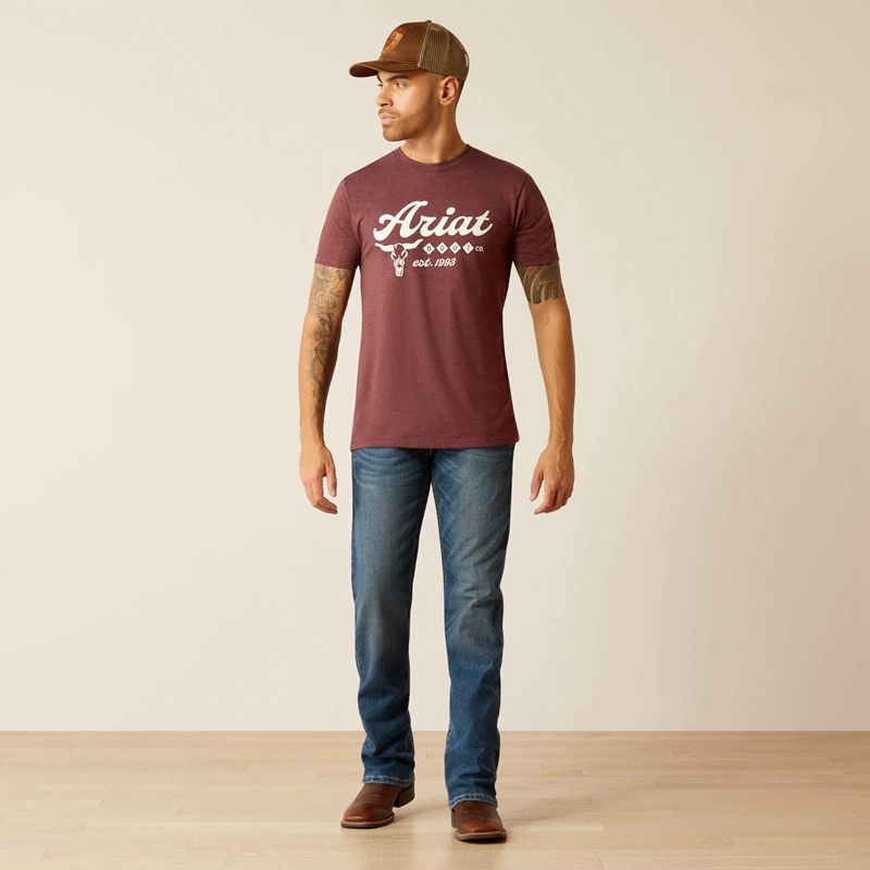 Ariat Established Boot Co. T-Shirt Bordowe Polska | WEXMYD-297