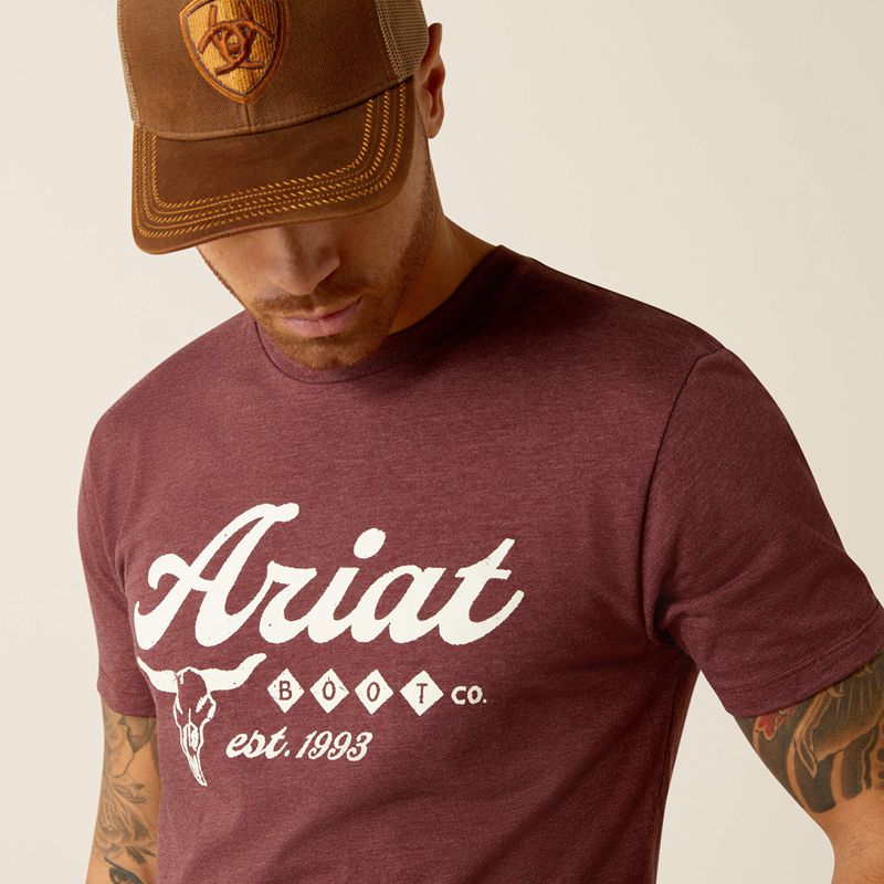 Ariat Established Boot Co. T-Shirt Bordowe Polska | WEXMYD-297