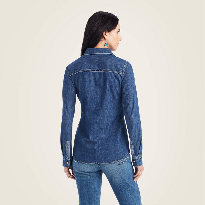 Ariat Farriday Denim Shirt Bluelight Polska | KANIWR-285