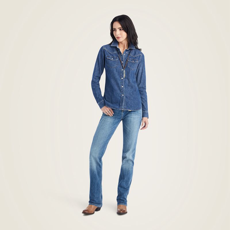 Ariat Farriday Denim Shirt Bluelight Polska | KANIWR-285