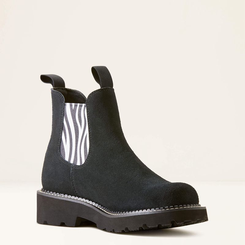 Ariat Fatbaby Chelsea Western Boot Beduino Black/Zebra Print Polska | DPYLJI-817