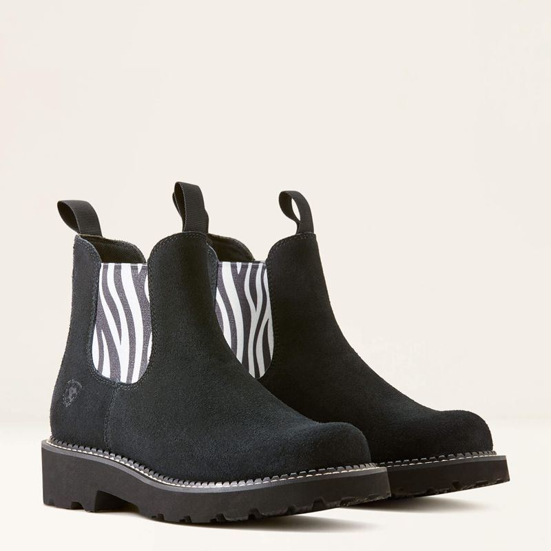 Ariat Fatbaby Chelsea Western Boot Beduino Black/Zebra Print Polska | DPYLJI-817