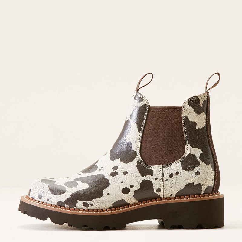 Ariat Fatbaby Chelsea Western Boot Cow Print Polska | AOSYBJ-720