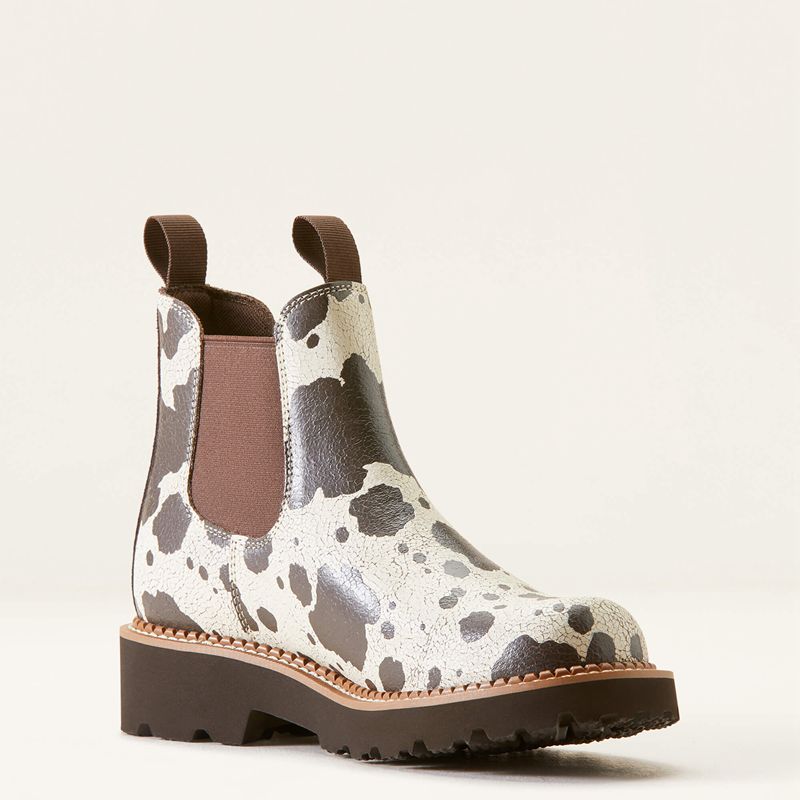 Ariat Fatbaby Chelsea Western Boot Cow Print Polska | AOSYBJ-720