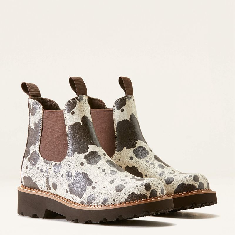 Ariat Fatbaby Chelsea Western Boot Cow Print Polska | AOSYBJ-720