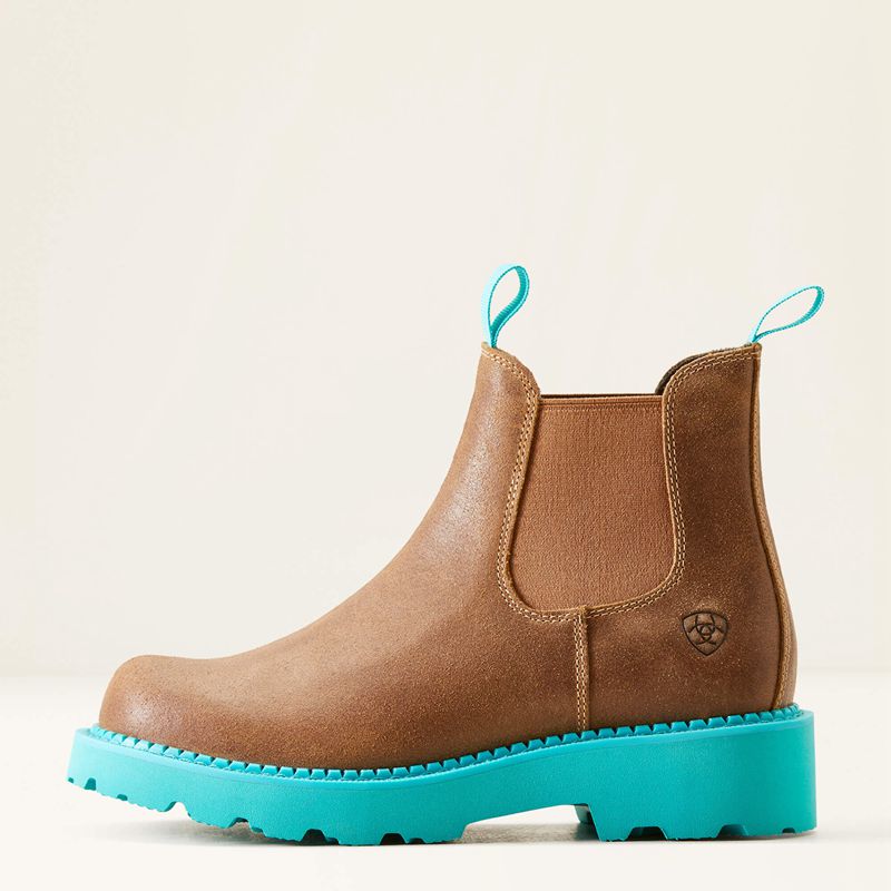 Ariat Fatbaby Chelsea Western Boot Wicker/Turquoise Polska | SRGZLH-736