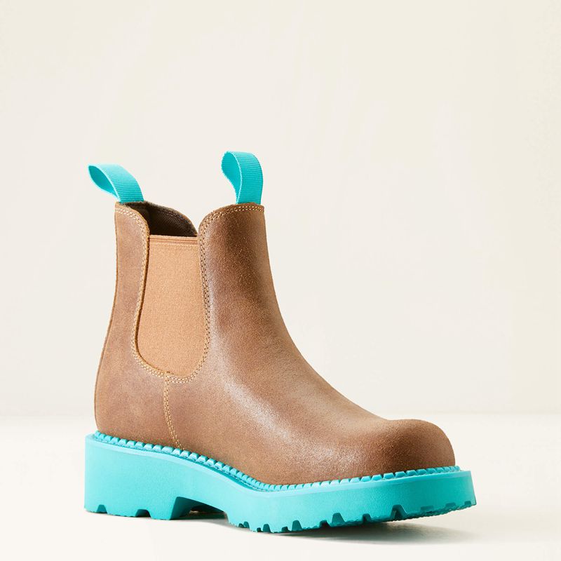 Ariat Fatbaby Chelsea Western Boot Wicker/Turquoise Polska | SRGZLH-736