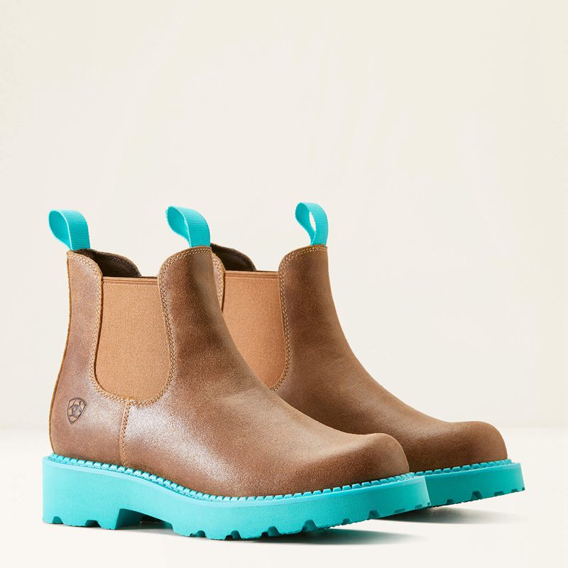 Ariat Fatbaby Chelsea Western Boot Wicker/Turquoise Polska | SRGZLH-736