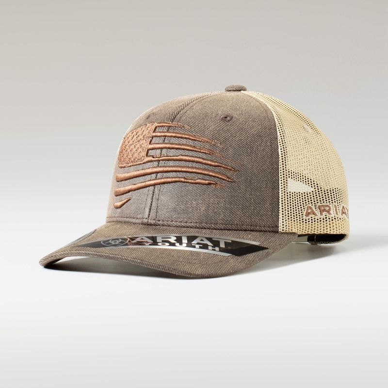 Ariat Flag Cap Brązowe Polska | LAEJMZ-614