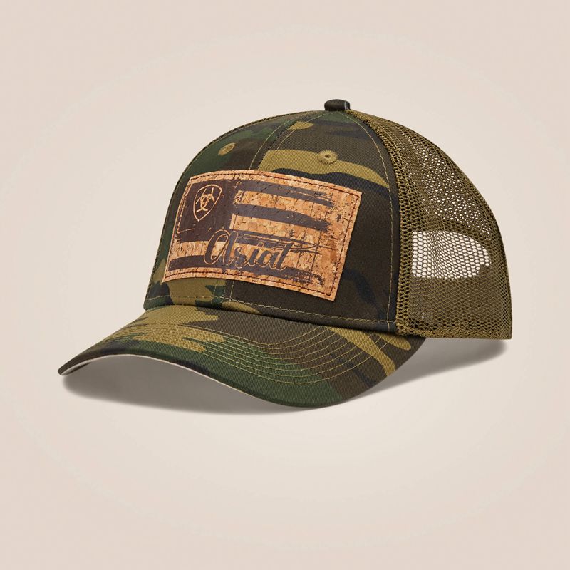 Ariat Flag Patch Cap Camo Polska | RNKMSV-130