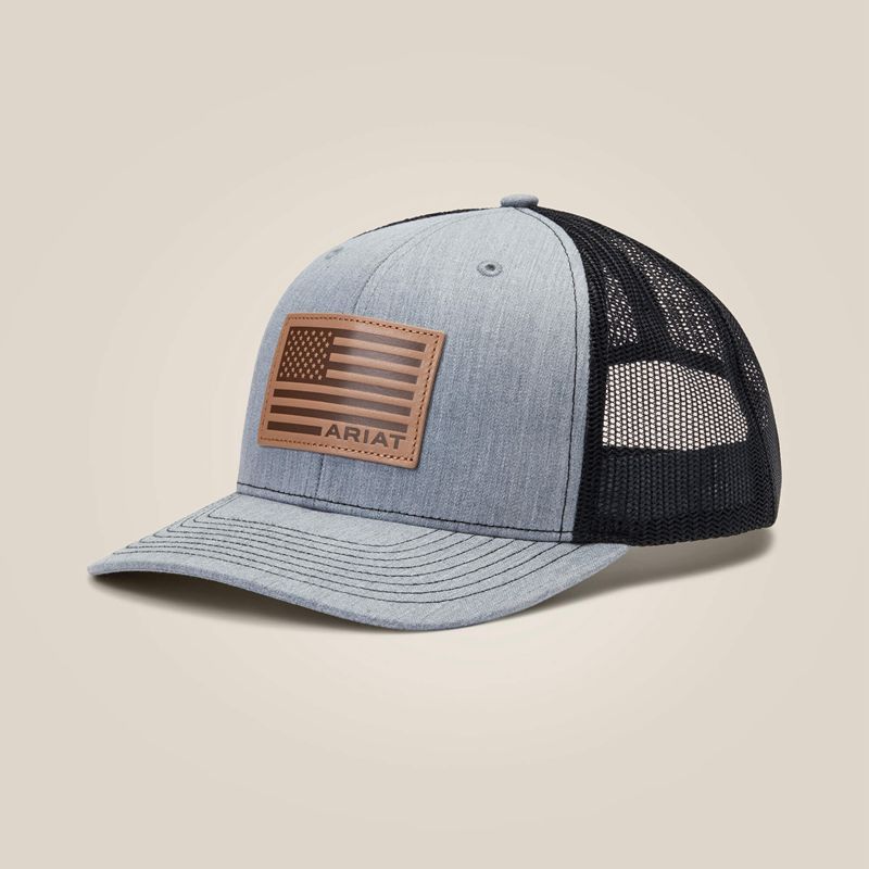 Ariat Flag Patch Cap Grey/Brown Polska | QGMVAC-730