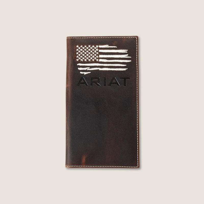 Ariat Flag Rodeo Wallet Brązowe Polska | CQVZJF-642