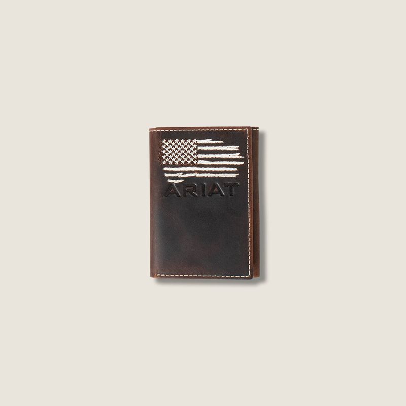 Ariat Flag Trifold Wallet Brązowe Polska | AHQOTX-403