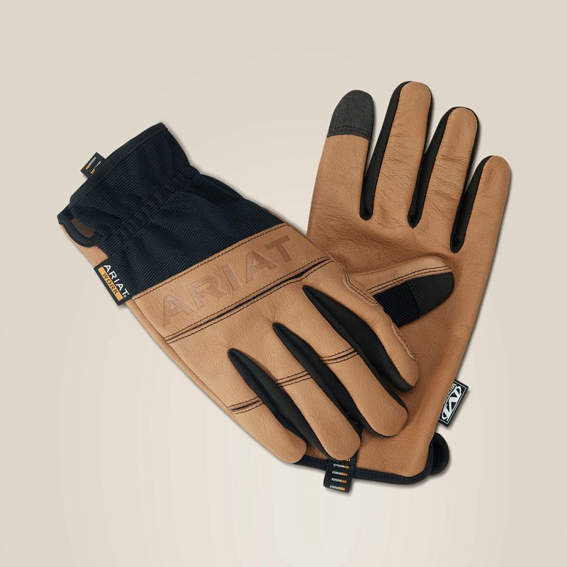 Ariat Flexpro Leather Driver Work Glove Brown/Black Polska | UFOMBC-481