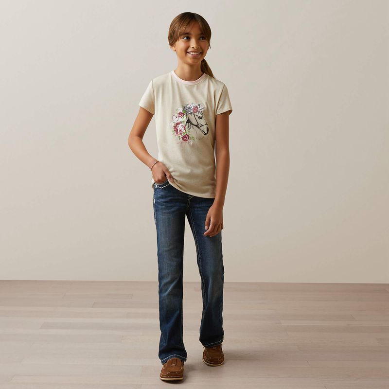 Ariat Flora T-Shirt Oatmeal Heather Polska | TFLERV-924