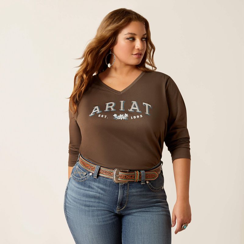 Ariat Flora Tee Banyan Bark Polska | KXOIPA-073