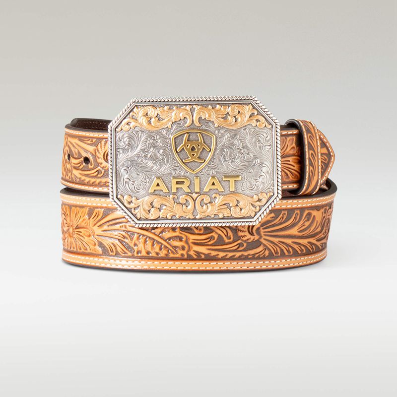 Ariat Floral Emboss Belt Brązowe Polska | IXPHGK-321