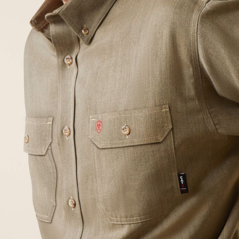 Ariat Fr Air Inherent Work Shirt Khaki Polska | JADRNK-504