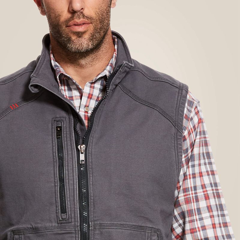 Ariat Fr Duralight Stretch Canvas Vest Iron Gray Polska | VTWQSU-402