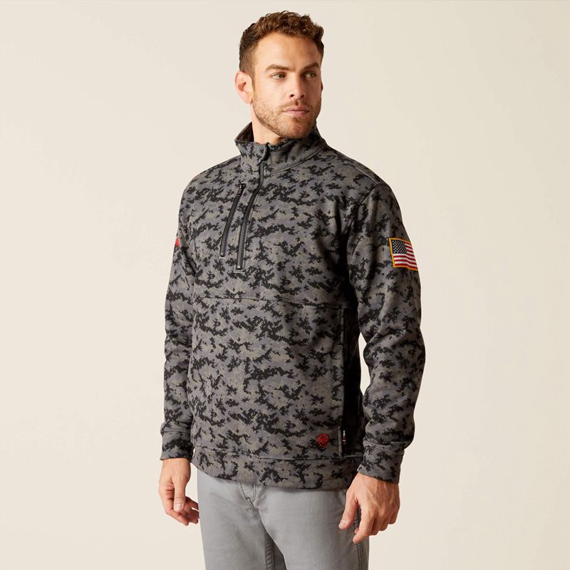 Ariat Fr Durastrech Fleece 1/2 Zip Job Shirt Camo Polska | JBGDRQ-073