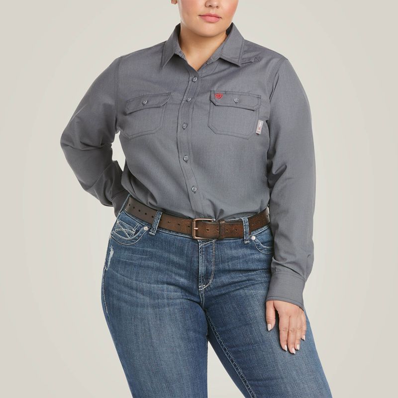 Ariat Fr Featherlight Work Shirt Gunmetal Polska | OQDWLN-478