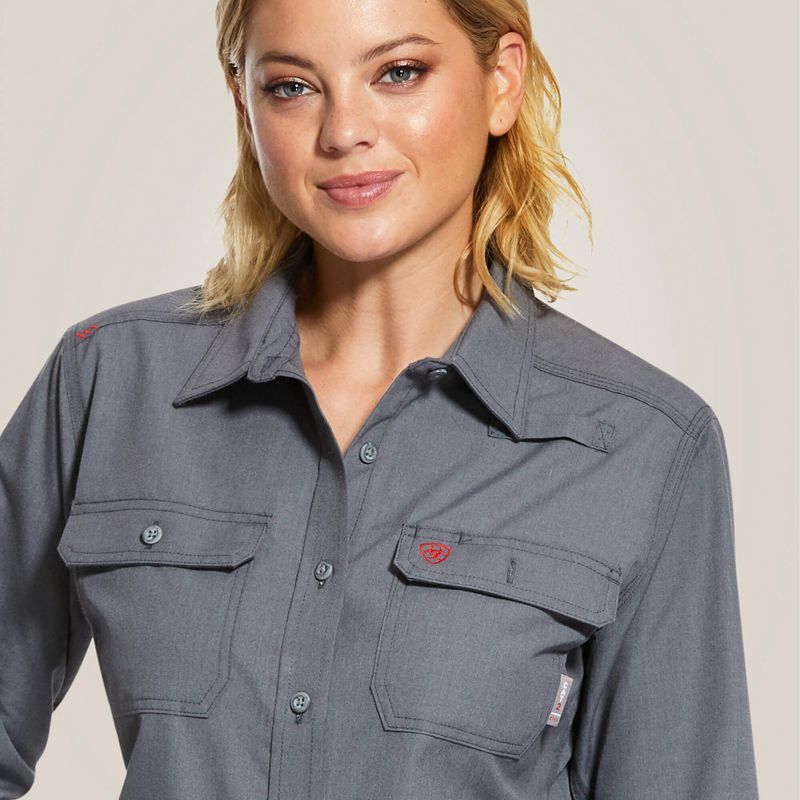 Ariat Fr Featherlight Work Shirt Gunmetal Polska | OQDWLN-478