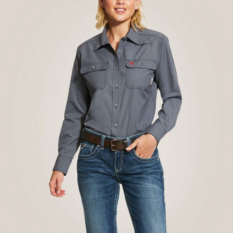 Ariat Fr Featherlight Work Shirt Gunmetal Polska | OQDWLN-478