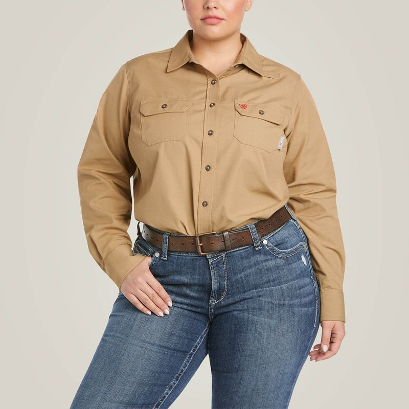 Ariat Fr Featherlight Work Shirt Khaki Polska | SRMZOX-473