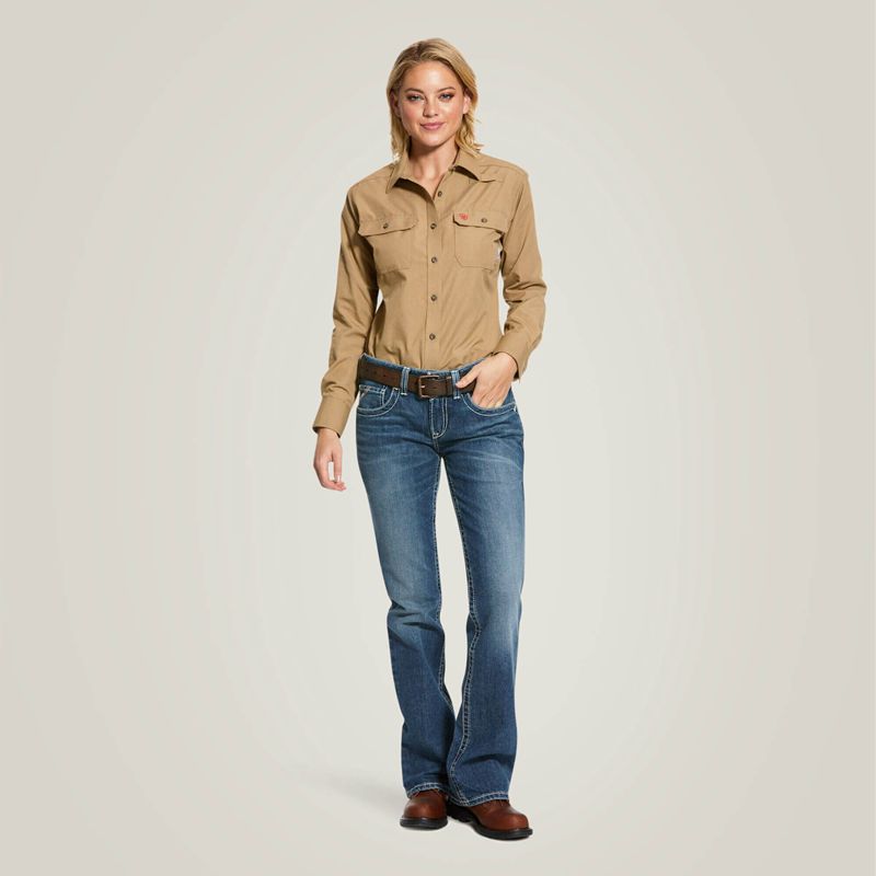 Ariat Fr Featherlight Work Shirt Khaki Polska | SRMZOX-473