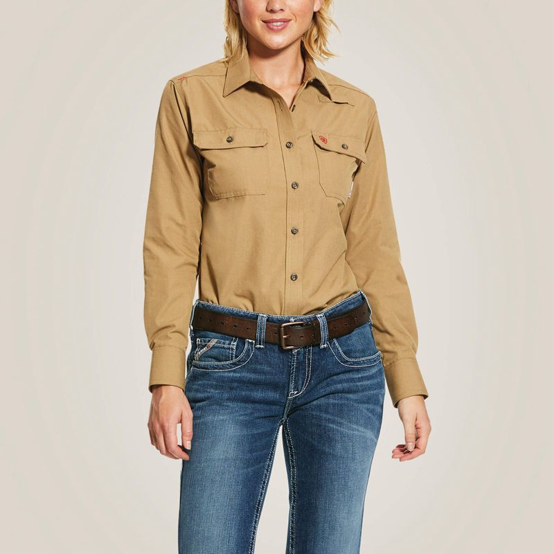 Ariat Fr Featherlight Work Shirt Khaki Polska | SRMZOX-473