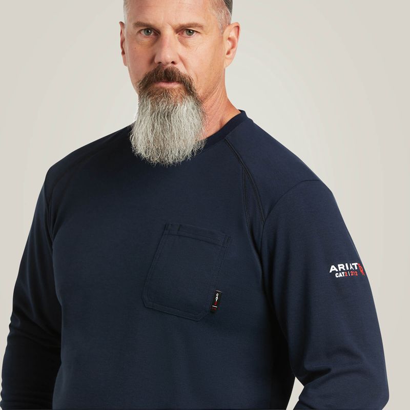 Ariat Fr Max Protect Inherent T-Shirt Granatowe Polska | KWEONT-961