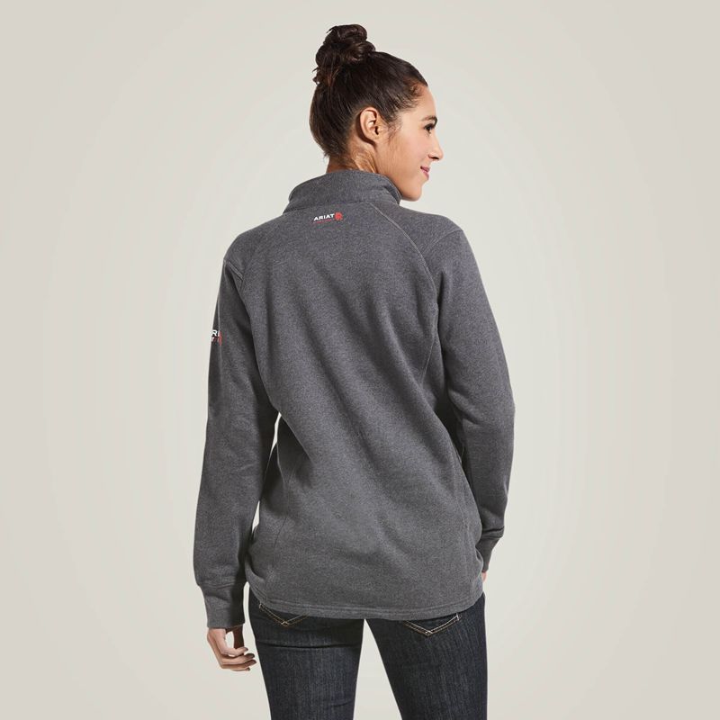 Ariat Fr Rev 1/4 Zip Top Charcoal Heather Polska | ZMDIJQ-812