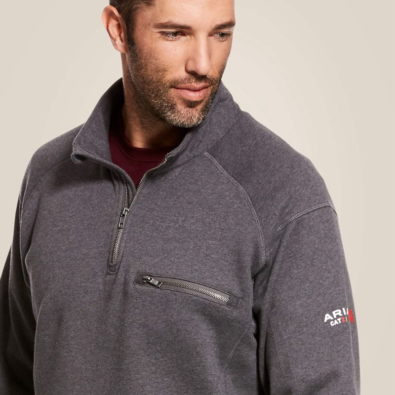 Ariat Fr Rev 1/4 Zip Top Charcoal Heather Polska | HVUKIB-607