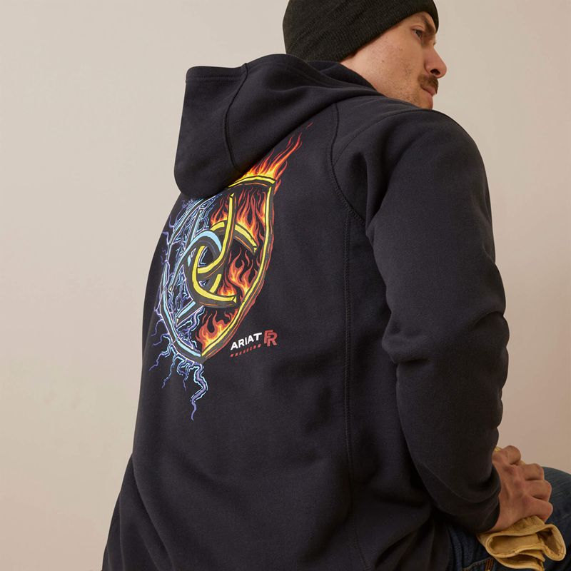 Ariat Fr Rev Shock Fire Hoodie Czarne Polska | YHVDMI-439