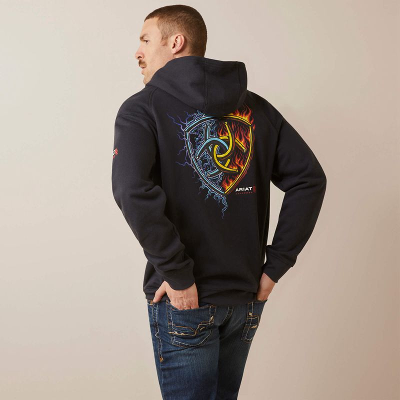 Ariat Fr Rev Shock Fire Hoodie Czarne Polska | YHVDMI-439